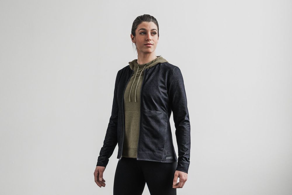 NOBULL Women's Twill Zip-Up Jackets - Deep Midnight Twill - Ireland (3721AEMJY)